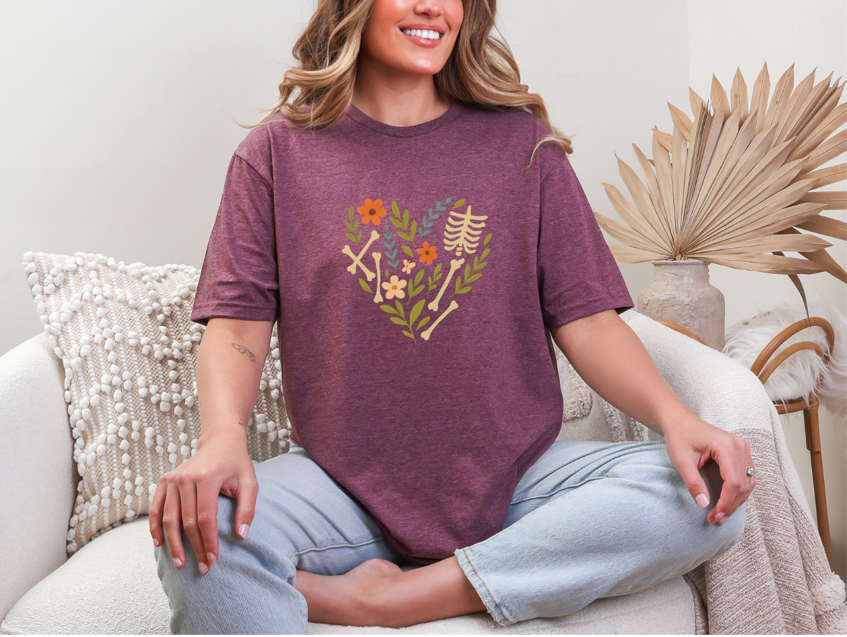 Bones and Flowers in Heart